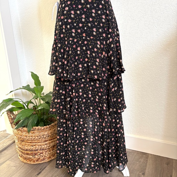 WAYF New Black Floral Tiered Maxi Dress S - Picture 10 of 16